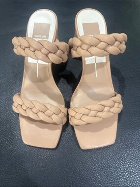 Dolce Vita Paily Braided Double-Strap Slide Heels. Cafe Stella